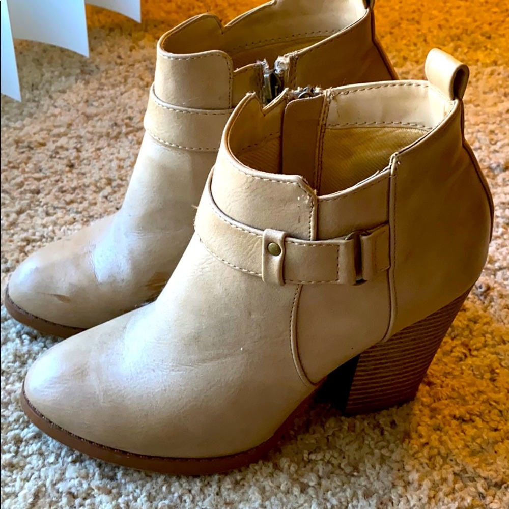 Beige Heel Boots